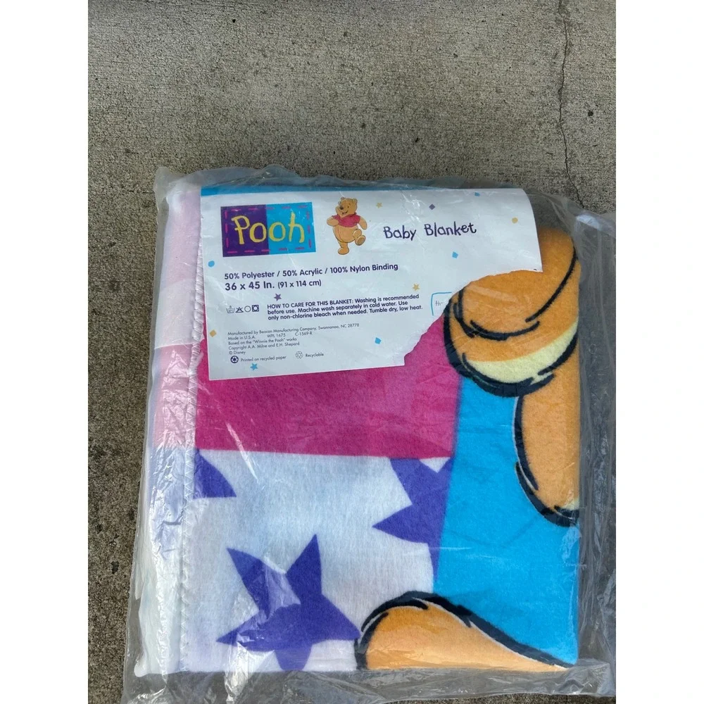 Disney Winnie the Pooh Baby Blanket 36x45 Multicolor Patchwork Fleece Kids